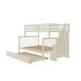 thumbnail image 5 of Tcbosik Twin Over Full Size Bunk Bed with Trundle, Wood Bed Frame with Open Shelves, Stairs and Guardrail, Space Saving, Cream, 5 of 10