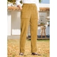 thumbnail image 1 of Pantalones casuales de pierna recta a rayas con cintura elástica de color sólido para mujer, 1 of 4