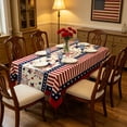 thumbnail image 5 of Cififendec 4th of July Tablecloth, 78.74"×55.12", Red White Blue Stripe & Star Block Print, Rectangular Decorative Cover for Independence Day BBQs and 250th Anniversary Celebrations, 5 of 5