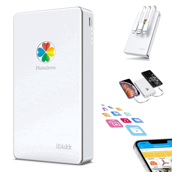 iDiskk 2TB MFi Certified External Hard Drive for iPhone & iPad & Android, iPhone Hard Disk for Mac Book and PC, Photo Stick to Backup Photos/Videos/Music/Documents 1-Pack