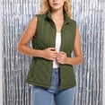 thumbnail image 3 of Zylanna Women's Quilted Vest, Lightweight Full Zip Stand Collar Warm Sleeveless Outerwear Layering Gilet Army Green, 3 of 6