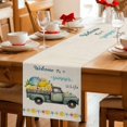 thumbnail image 5 of Summer Truck Lemon Table Runner 72 Inches, Nautical Coastal Linen Texture Bed Runner Dresser Scarves Tabletop for Indoor Outdoor Parties/Ceremony/Banquet, 14" x 72", 5 of 9