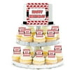 Happy Birthday FireTruck Edible Photo Toppers & Edible Cupcake Decoration Kit