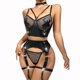 thumbnail image 5 of Women Metal Buckle Bandage Lingerie Black Mesh Bra Panty Garter Outfit, 5 of 8