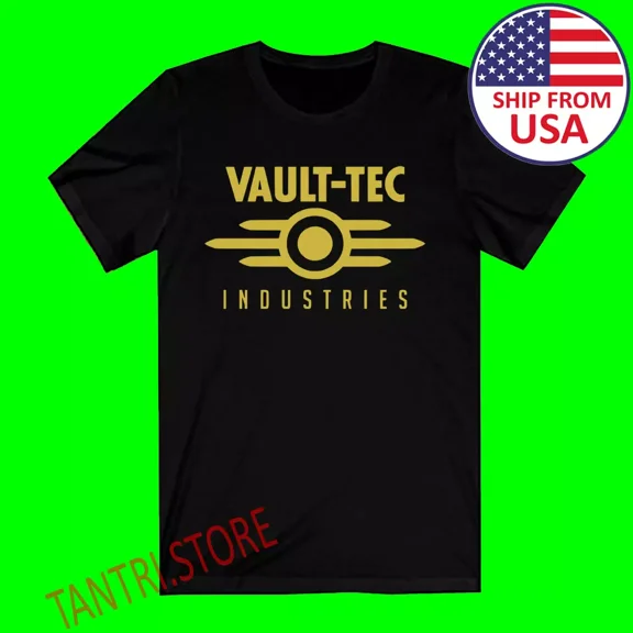 VINTAGE Vault-Tec Industries Men's Black T-Shirt Size S to 3XL