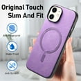 thumbnail image 5 of Cutyskin PU Leather Phone Case for iPhone 12 with Magnetic Car Mount & Wireless Charging – Skin-Feel Luxury Shockproof Screen Camera Protection Cover for iPhone 12, Purple, 5 of 9