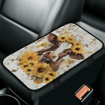 Yuyamidu Cow Arm Rest Cover Car Center Console Pad for Most Sedan Truck Van Sunflower Car Center Console Cover Accessories Warm Auto Arm Rest Cover Pad