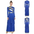 thumbnail image 3 of Aislor Women Liturgical Praise Dance Outfits Long Sleeve Worship Tunic Dress with Wide Leg Pants Royal Blue XXL, 3 of 7