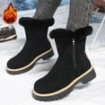 thumbnail image 5 of Lovzfmll Winter Boots for Women, Mid Calf Snow Boots Faux Fur Lined Letters, Low Heel Round Toe Booties Winter Warm Casual Black Boots, 5 of 9