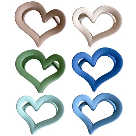 BESTONZON Elegant Claw Clip Acrylic 6Pcs Minimalist Heart Shaped Hair Styling Tool for Women