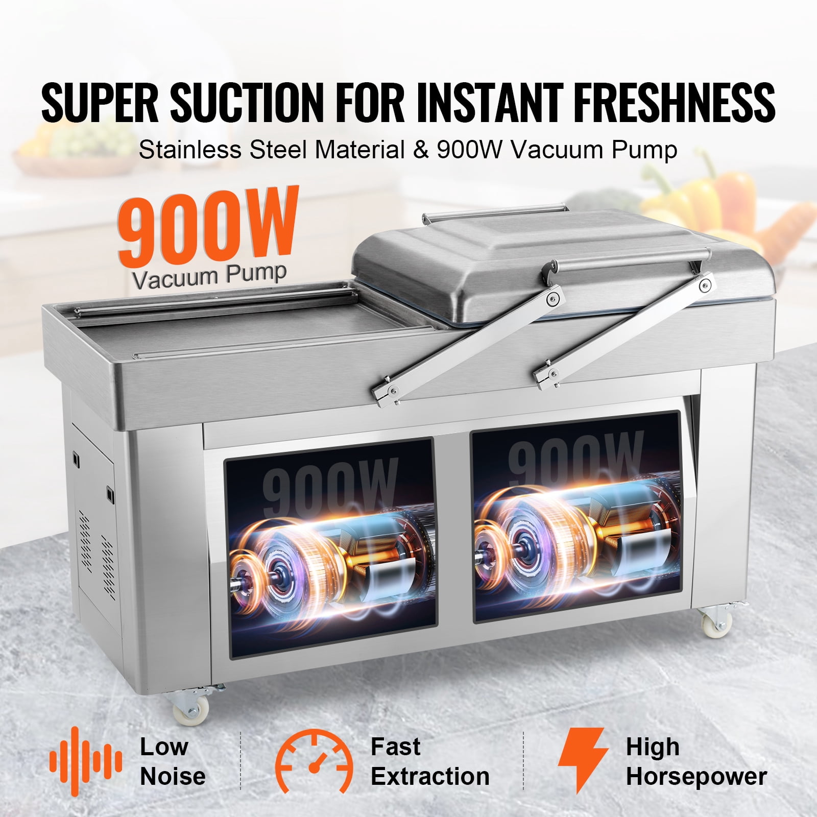 KFFKFF 1200W Vacuum Sealing Chamber Commercial Vacuum Sealing Bag Packaging Machine