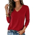 thumbnail image 3 of Zeagoo Basic T-Shirt for Womens Long Sleeve V Neck Tops Dressy Casual Shirts Fall Trendy, 3 of 6