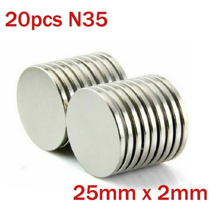 

Luxtrada 20packs 25mm*2mm Neodymium Disc Strong Rare Neodymium Earth N35 Small Fridge Magnets