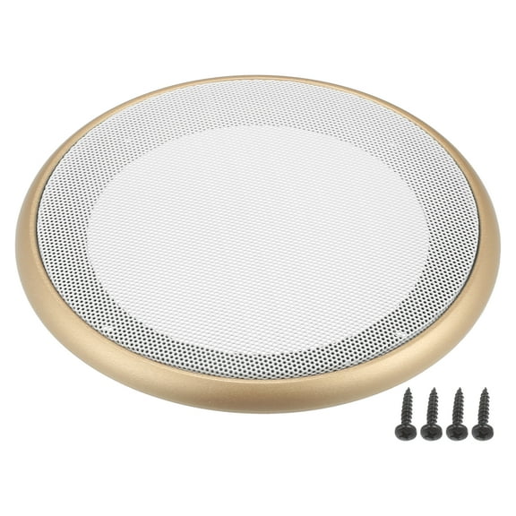 Unique Bargains 1 Set 5" Car Speaker Grills Cover Mesh Audio Subwoofer Protector with Mounting Screws Gold Tone White