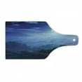thumbnail image 1 of Fantasy Cutting Board, Moonlight Covers the Jungles of Sri Lanka Rainforest Scenery View Image, Decorative Tempered Glass Cutting and Serving Board, Wine Bottle Shape, Green and Blue, by Ambesonne, 1 of 1