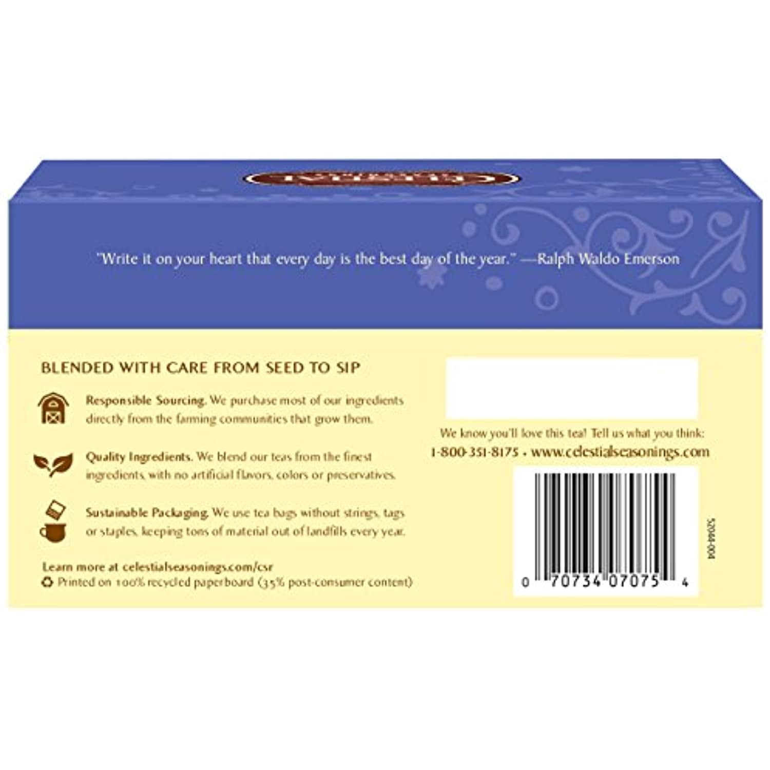 Celestial Seasonings Herbal Tea, True Blueberry, Caffeine Free, 20 Tea Bags (Pack Of 6)