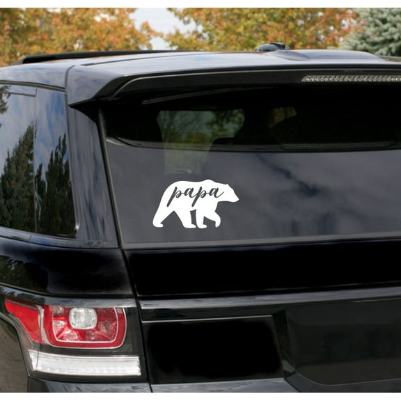 Papa Bear Car Truck Decal Window Sticker Father's Day Vinyl Art Decal Gift Glossy White
