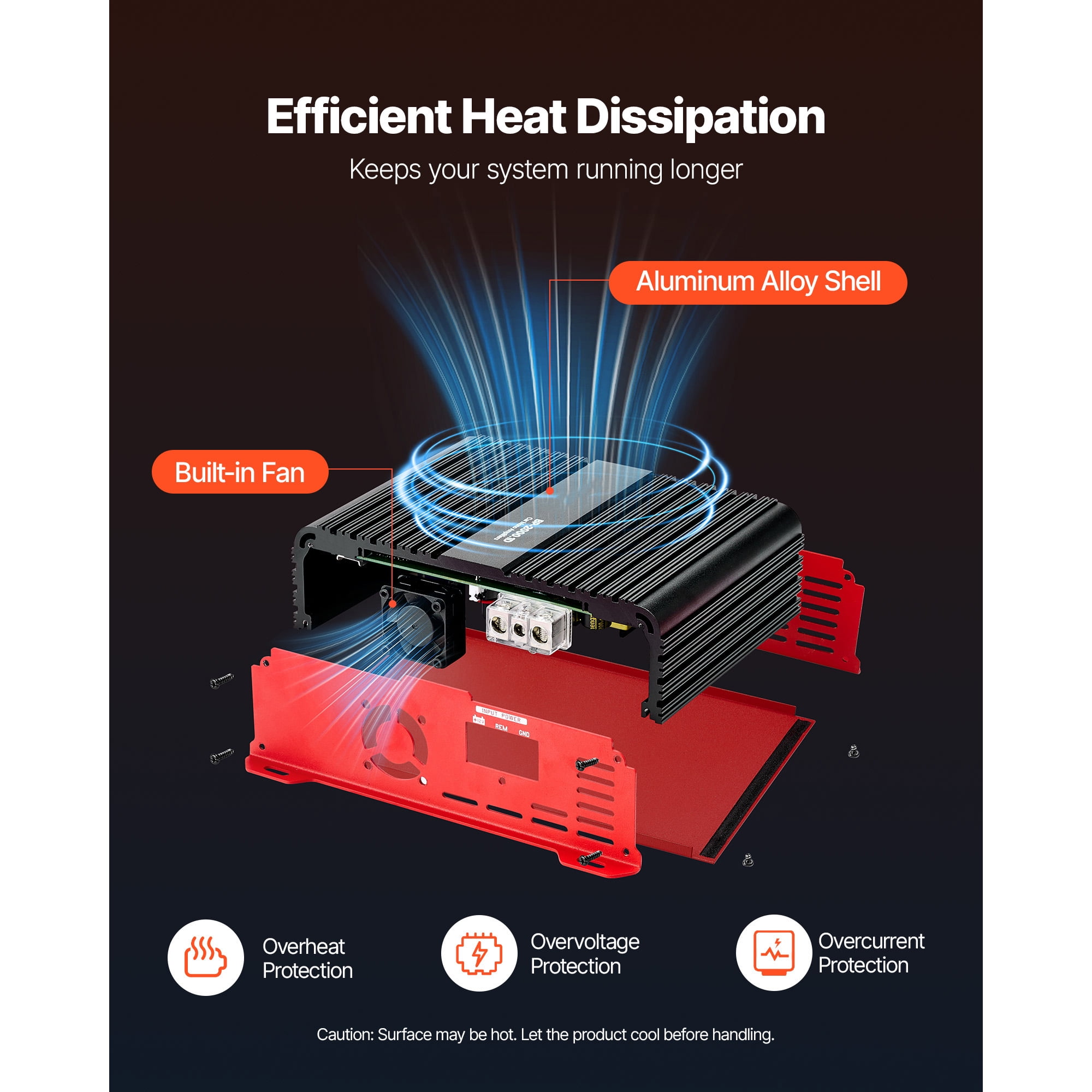 KFFKFF Monoblock Car Amplifier, 2000W RMS MAX, Stable at 1/2/4 Ohms, Single-Channel Class D Audio Amplifier with Adjustable Subwoofer Control, Low Pass Filter, Bass Enhancement, and Volume Controller