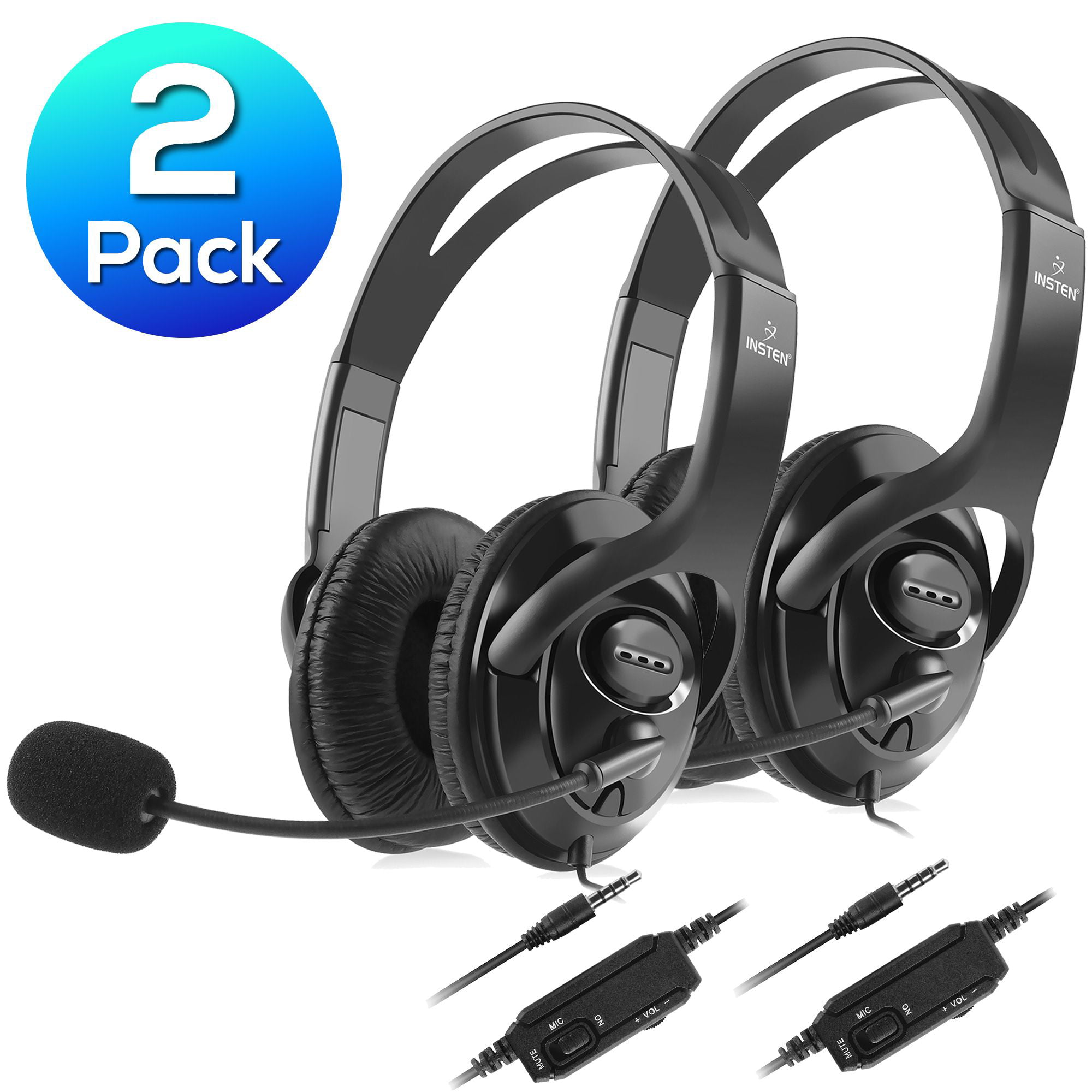 Insten 2x Wired Gaming Headset for PS4 Headphone with Microphone