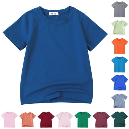 Girls Boys Shirts Short Sleeve Navy Shirts for Boys Summer Tshirts Kids Basic T-Shirts Unisex Tees Top Clothes 7-8 Years