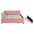 thumbnail image 6 of Harper & Bright Designs Full Size Upholstered Daybed with Trundle, Linen L-Shaped Sofa Bed with Headboard and Armrest for Living Room, Pink, 6 of 12