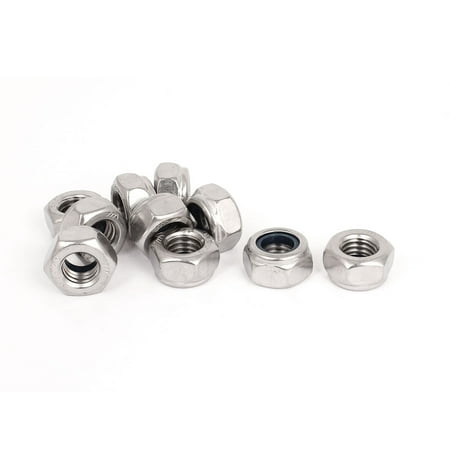 

M10 x 1.5mm 304 Stainless Steel Nylock Nylon Insert Hex Lock Nuts 10pcs