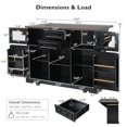 thumbnail image 3 of 55'' Rolling Kitchen Island Cart with Drop Leaf and Power Outlet, Kitchen Island on Wheels with 2 Storage Cabinets, 2 Drawers, 5 Spice Racks and 3 Adjustable Shelves, Black, 3 of 10