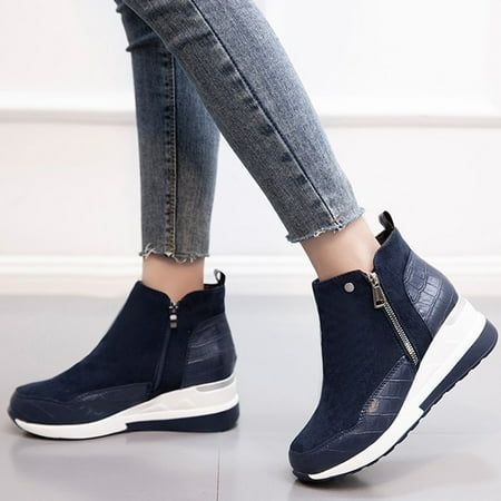 

GUOBIOZIY Ankle Booties for Women Low Heel Fall Boots Black Combat Boots Womens Ankle Boots (Blue 9)