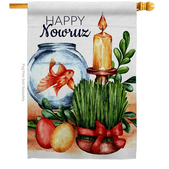 Ornament Collection H192462-BO Nowruz Holiday Celebration Double-Sided Garden Decorative House Flag, Multi Color