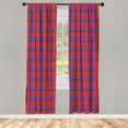 thumbnail image 2 of Ambesonne Buffalo Plaid Curtains, Vintage Tartan Plot, Pair of 28"x95", Dark Pink and Blue Violet, 2 of 4