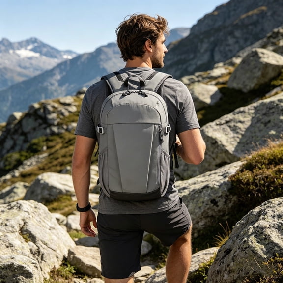 Lightweight Travel Backpack, Water-Resistant Simply Modern Backpacks, Durable Large Capacity Solid Color Book Bag for Hiking, Camping, Outdoor Activities