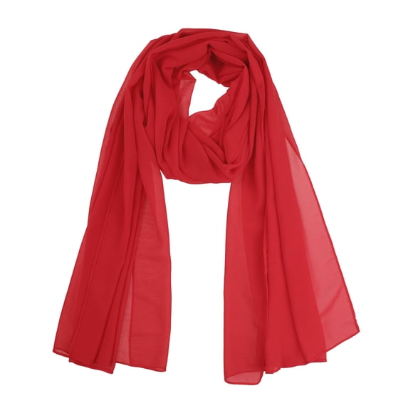 INSPIRAR CHIC Bufanda de Chiffon Sólido para Mujeres Ligera Suave Sheer Larga Envoltura para la Cabeza Chal Bufandas Roja 68.9x27.6 pulgadas