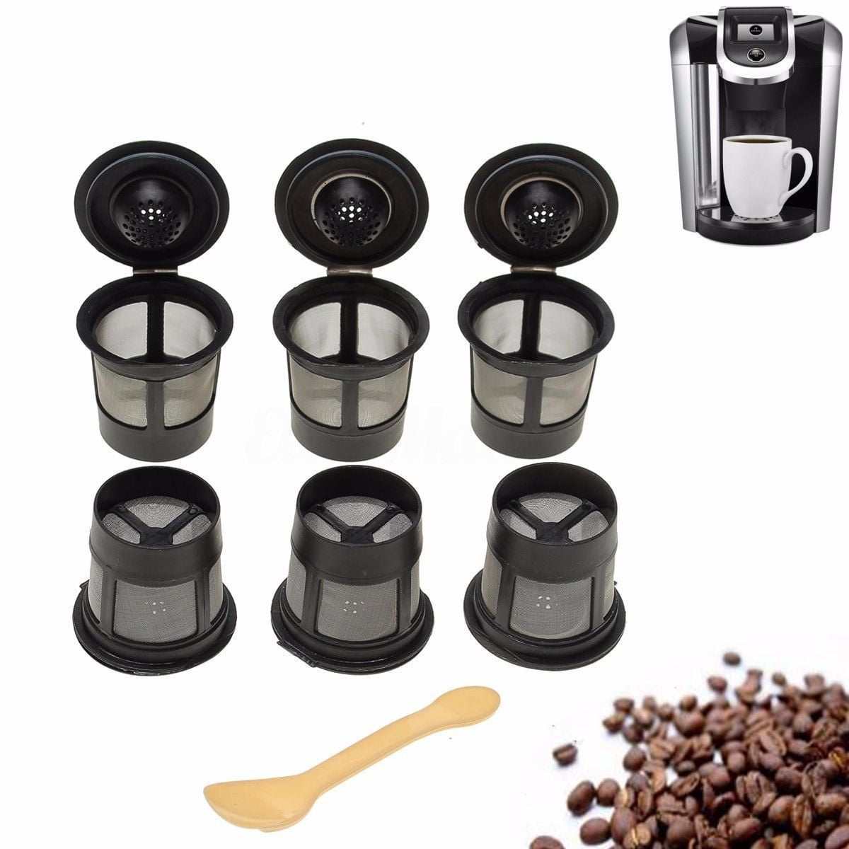 6 Pack Keurig Single K-Cup Solo Reusable Coffee Filter Pods Stainless Mesh Keurig Replacement Filter Refillable