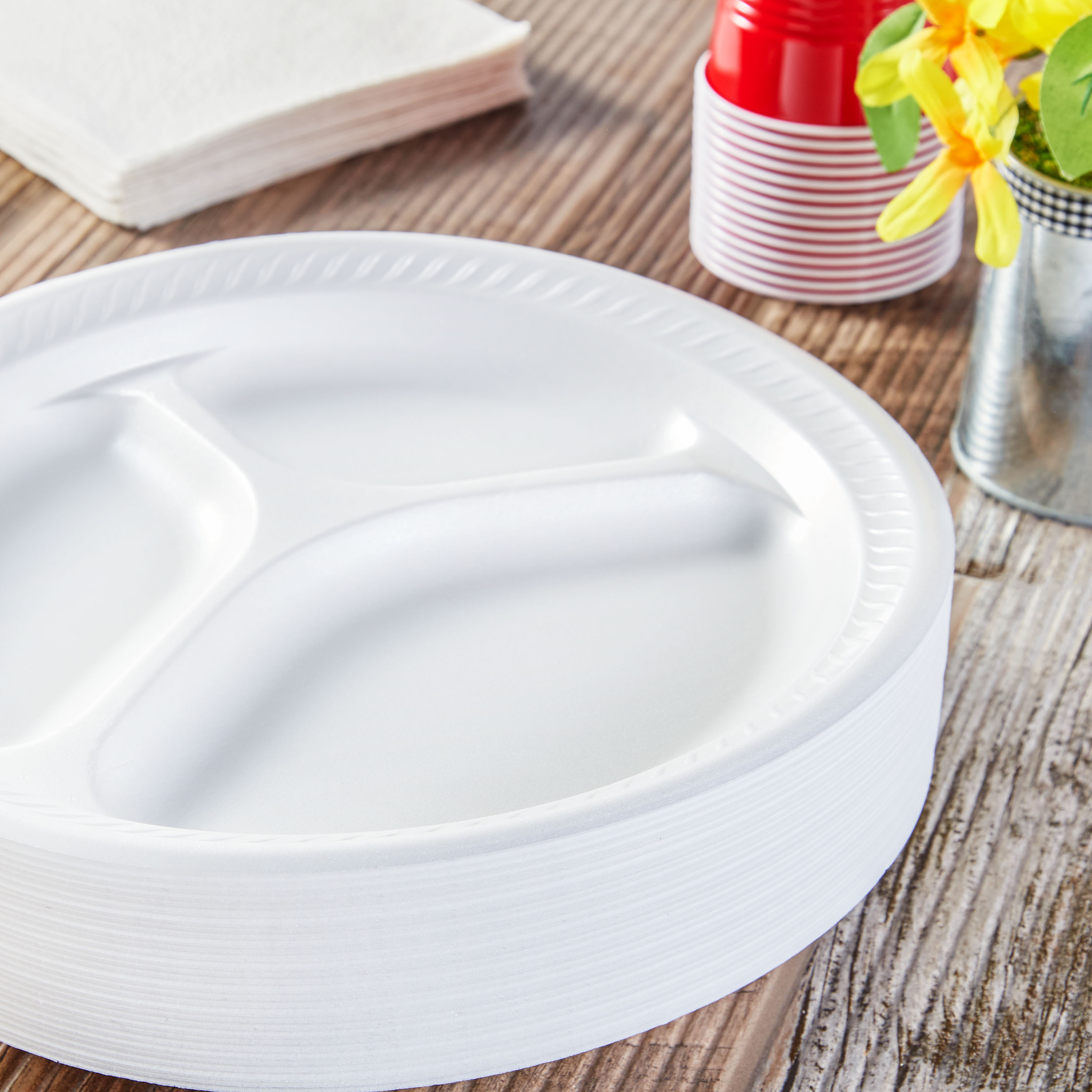 (2 pack) Great Value SoakProof Foam Compartment Dinner Plates, 10 1/4