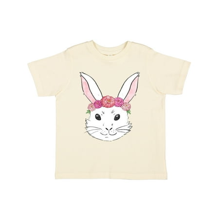 

Inktastic Cute White Easter Bunny Wearing a Pink Flower Crown Gift Toddler Boy or Toddler Girl T-Shirt