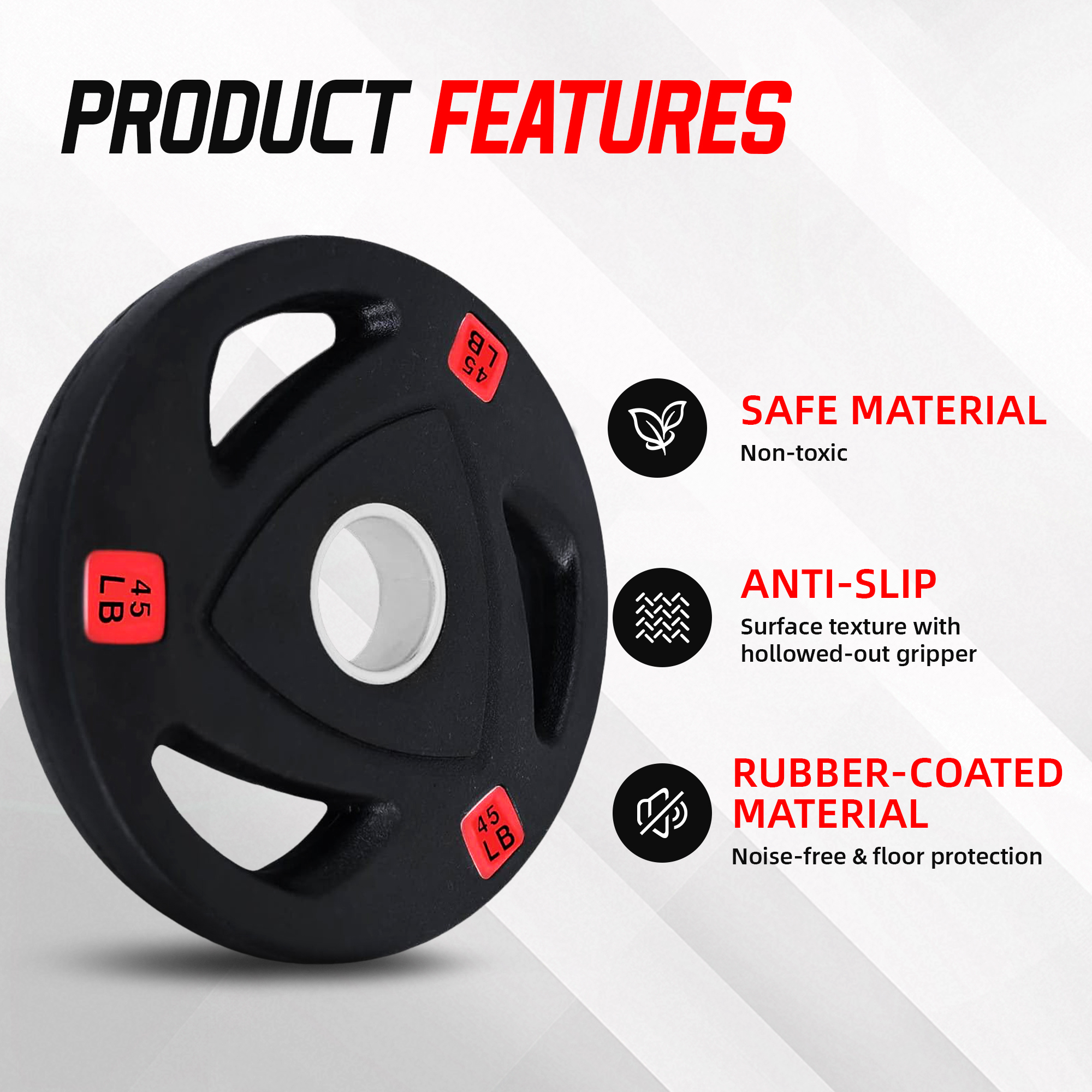 FlexWave 2-Inch Olympic Cast Iron Weight Plates，Multiple Sizes & Set Options, for Strength Training & Weightlifting
