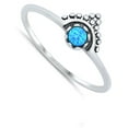 thumbnail image 4 of CHOOSE YOUR COLOR Round Blue Simulated Opal Bali Ring .925 Sterling Silver Band CZ Female Size 9, 4 of 4