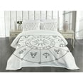 thumbnail image 3 of Ambesonne Astrology Quilted Bedspread Set 3 Pcs, Sketchy Zodiac Circle, King Size, Black and White, 3 of 5