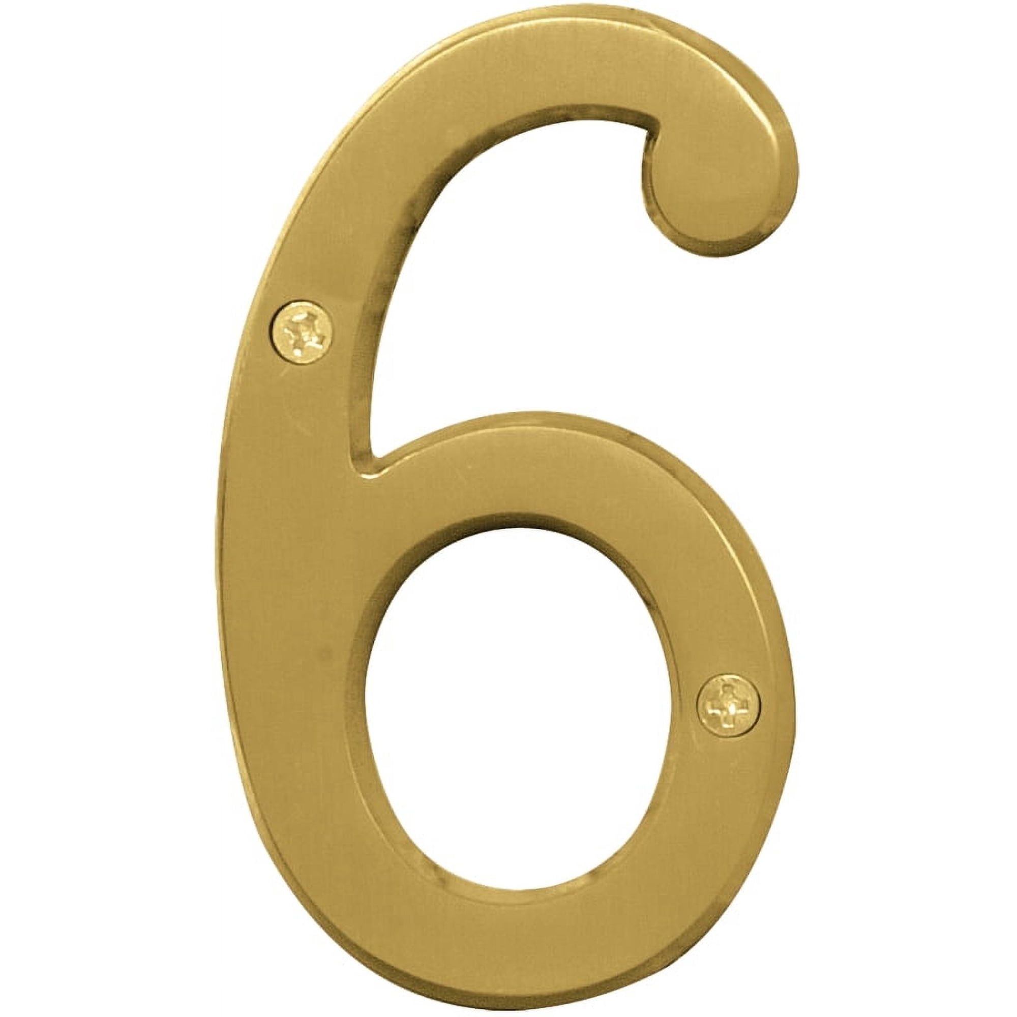 Hy-Ko Brass Address Number 6 Brushed - Weather-Resistant Metal - 4 In.