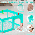 thumbnail image 5 of JoyStone Baby Playpen, 50 x 50 in, Non-Slip Base, Soft Mesh Sides, 2 Pull-up Rings, Carry Bag, Green, 5 of 10