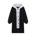 thumbnail image 5 of Fall Outfits for Women 2025 Fall Outfits for Women 2025 Fashionable Solid Color Patchwork Hooded Button Cardigan Long Sleeved Jacket, 5 of 6