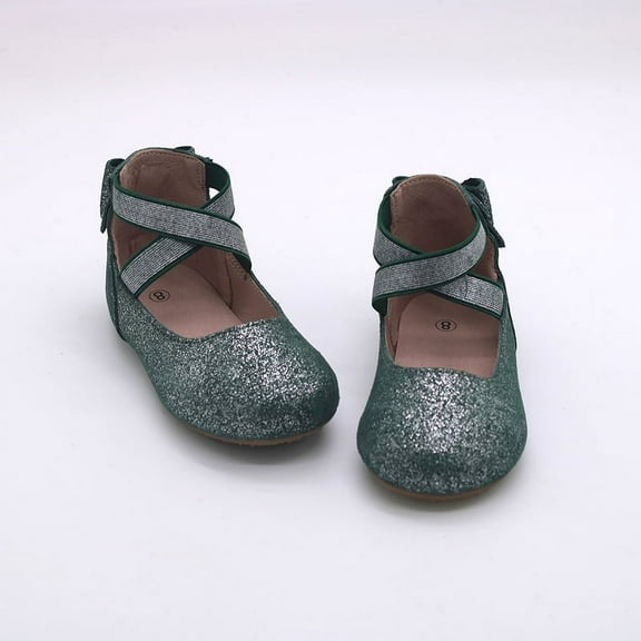 Abigale Girls bow back ballet flats Shimmer & Glitter dark green baby/toddler size 7