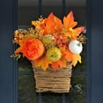 thumbnail image 1 of LSLJS Couronnes de Porte d'Entrée, Couronnes en Bois Rustiques Rondes Murales Suspendues Extérieures, Couronne de Porte de Fleurs Sauvages Panier Suspendu Porte d'Entrée Ressort, Couronne de Porte d'Halloween, 1 of 8