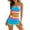 Blue, variant on Yuanlook Women's High Waisted Bikini Set with Skirt, Neon Color Block Scalloped Trim Two Piece Bathing Suit with Cover Up Size S-XL