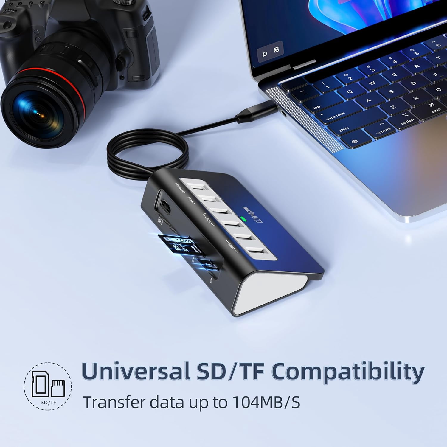 INTPW P9 USB C Hub for Laptop, USB Hub Multiport Adapter with 4K@30Hz HDMI, 100W PD Charging, USB C and USB A Ports, SD/TF Card Reader for MacBook, iPad and Windows PC