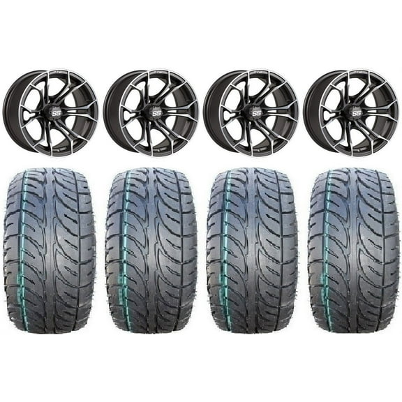 GTW Spyder 12" Golf Cart Wheels Gray 23" Fusion ST Tires Yamaha