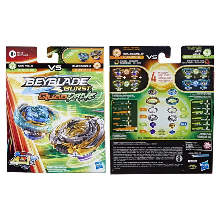 Beyblade Burst QuadDrive Katana Muramasa M7 and Vanish Cobra C7