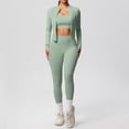 thumbnail image 2 of KHONTS Women 3 Piece Workout Sets High Waist Seamless Leggings Crop Tops Jacket Gym Yoga Outfit Stretchy Sports Bra Set Light Green L, 2 of 4