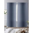 thumbnail image 3 of Sheer Curtains 108 Inches Long, Modern Abstract Art Farmhouse Gradient Light Filtering Window Curtains for Living Room, Navy Blue Ombre Rod Pocket Voile Sheer Curtain Drapes, 52"W x 108"L, 2 Panels, 3 of 9