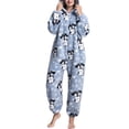 thumbnail image 4 of Fuzzy One Piece Pajamas, Stylish Soft Warm Pajamas Jumpsuit  For Lady For Home, 4 of 5